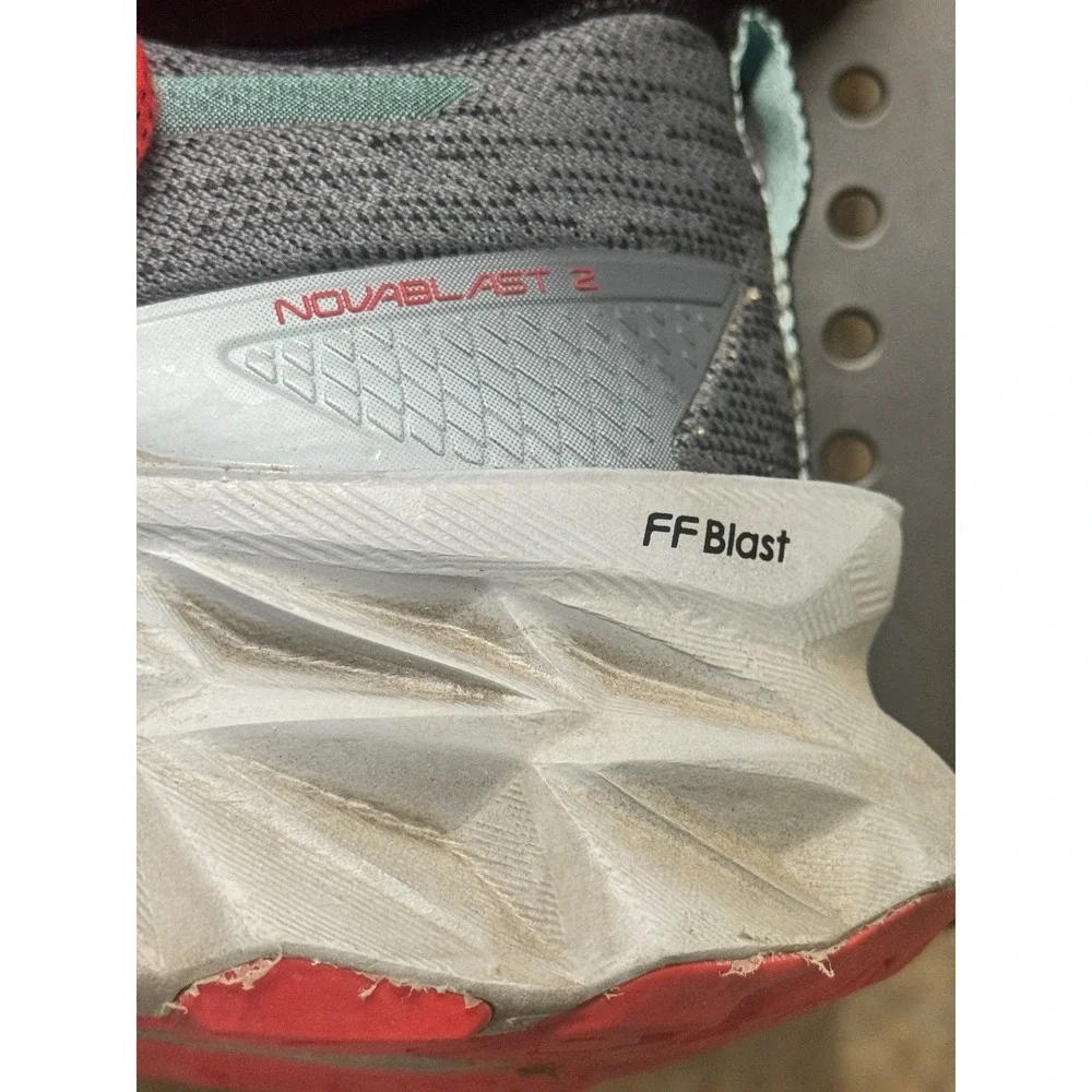 ASICS Novablast 2 Mens 12 Gray Blue Red Good Running Shoes 1011B192 Cushioned